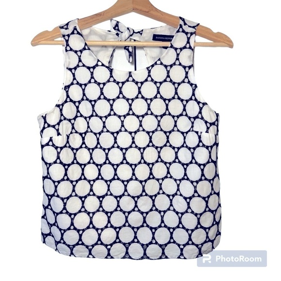 Banana Republic Eyelet Bow-back Tank Top Black White XS Petite - Picture 2 of 9
